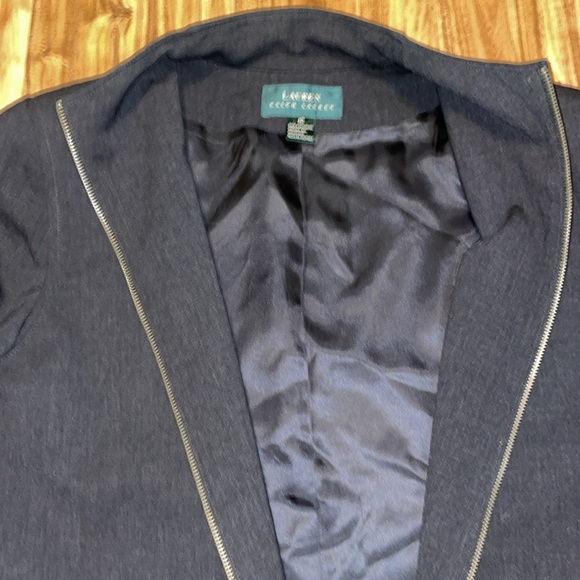 Ralph Lauren women’s 12 large coat jacket charcoal heather wool pockets zip up - Picture 5 of 8